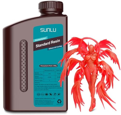 SUNLU Standardharz für 3D-Drucker, Schnellhärtendes Photopolymerharz für LCD/DLP/SLA-Drucker,3D-Druckerharz 395-405nm UV, geringe Schrumpfung und hohe Präzision, Clear Red 1000G