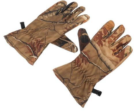 JUMPLAWN 1Paar wasserdichte Camouflage Jagdhandschuhe für Herren Vollfinger Polar Fleece Winterhandschuhe für Outdoor Aktivitäten und Jagd Warm und Atmungsaktiv