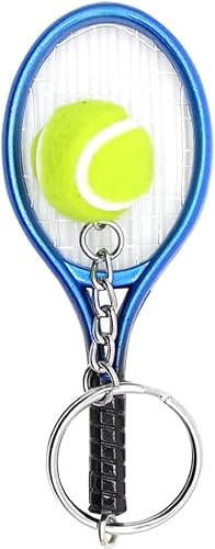 Zhhuoc Niedlicher Auto-Tennis-Schlüsselanhänger, blauer Auto-Tennisschläger, perfekter Tennisspieler, Auto-Trainer, Tennis-Team-Schlüsselanhänger, Auto-Schlüsselanhänger, blau, One size