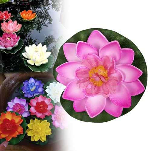 Schwimmpflanzen Teich 12PCS Seerosen Für Teich Winterhart Teich Deko Schwimmend Wetterfest UV Beständige Kunstpflanzen für Frühling Tischdeko Hotel Dekoration(D)