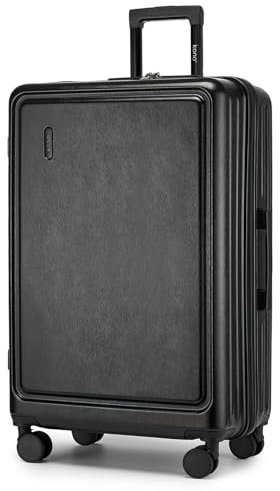 KONO Großer Koffer Hartschale mit TSA Schloss XL Reisekoffer leicht aus ABS PC mit 4 Rollen Trolley Koffer für Lange Reisen und Urlaub(77cm,Schwarz)