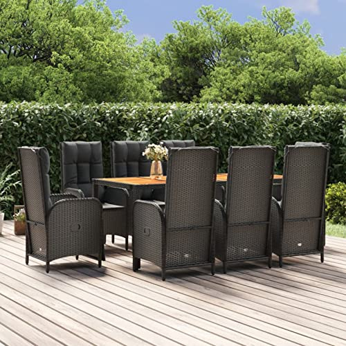 Festnight Gartenmöbel Set 8 Stühle mit Tisch Verstellbar Rattan Gartenmöbel Set 8 Personen Sitzgruppe Outdoor mit Hochlehner Terrassenmöbel Außen Garten Essgruppe Gartentisch mit Stühlen Set
