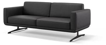 sofanella Leder 3-Sitzer Sofa MARETO - Hochwertige Dreisitzer Couch italienisches Design - Designer Ledersofa ohne Funktion - Schwarz S: 156 Breite x 78 Tiefe