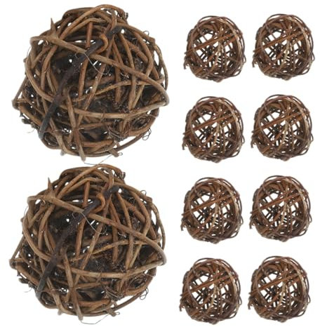 Operitacx 10stücke Deko Kugeln Aus Weinreben Geflochtene Rattankugeln Natürliche Ornamentkugeln Für Zuhause Party Tischdekoration Bastelzubehör Vasenfüller