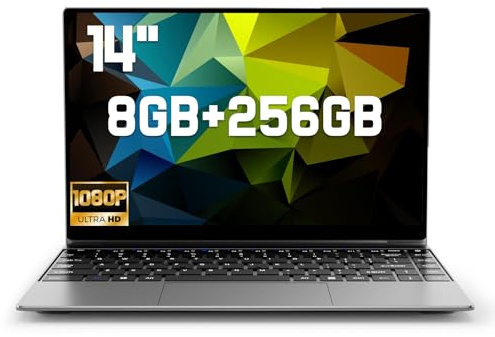 Ordinateur portable 14'' compatible avec Windows 11, 8 Go de RAM 256 Go SSD, processeur i3-6100U, écran FHD 1080p, USB 3.2 Gen1, Mini-HDMI, WiFi5, Bluetooth5, Webcam, emplacement pour carte TF, léger