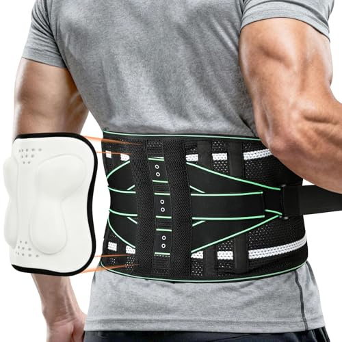 Fefod Ryggstödsbälte för män och kvinnor, 8-faldigt ländryggsstöd med avtagbar 3D-ländryggskudde, ryggstöd för sport ryggbandage lindrar rygg, ryggrem för arbete och sport