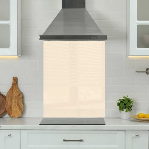 Premium 60 x 60cm Cream Glass 6mm Glass Toughened Kitchen Splashback