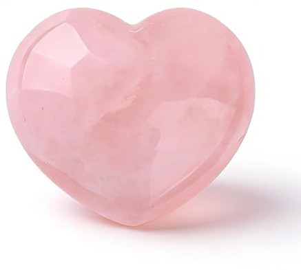 WUFKOP Cuore in Quarzo Rosa Naturale, Pietra a Forma di Cuore 4x4x2 cm, Cristallo per Equilibrio del Chakra e Meditazione, Regalo Spirituale per Donne e Appassionati
