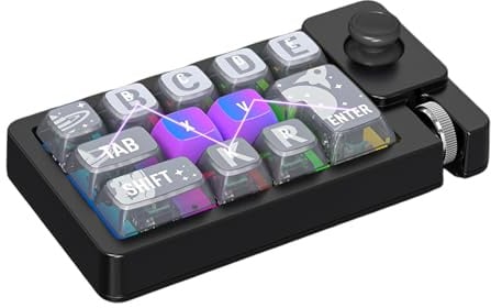 LICAEVEY Tastatur mit 12 Tasten, RGB-LED-Hintergrundbeleuchtung, Makroprogrammierbare Einhand-Gaming-Tastatur mit 2,4 G Kabellosem BT-Kabel und -Scrollrad für Wins OS X