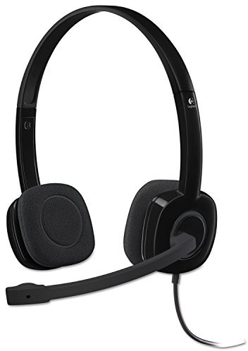 Logitech 3.5 mm Analog Stereo Headset H151 with Boom Microphone (981-000587) Plus Bonus USB Extenders