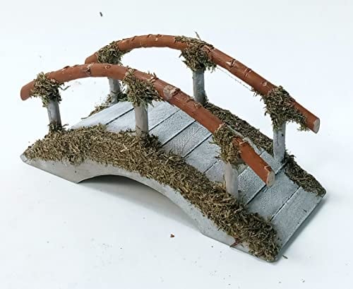 Brücke aus Holz für die Weihnachtskrippe, grau gebeizt. Krippenzubehör. 15 cm.
