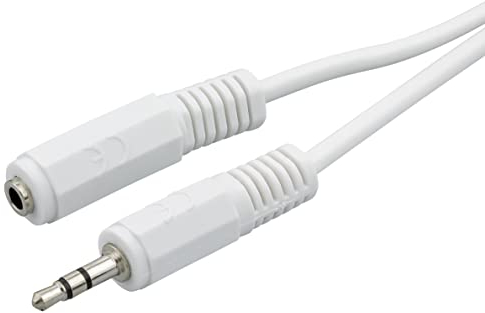 ecabo 10032 Stereo Audio Klinken-Verlängerung 3,5mm Klinken Stecker auf 3,5mm Klinken Buchse – AUX-Kabel – Verlängerungskabel – für Autoradios, MP3-Player, Receiver, Computer, Laptops, 10,00m, weiß
