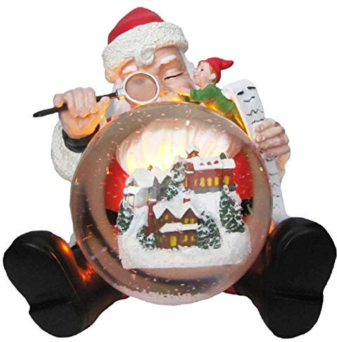 Wichtelstube-Kollektion Weihnachtsmann mit LED Beleuchtung, handbemalt und detailreich - Weihnachtsdeko Innen, Schneekugel Weihnachten, Spieluhr Weihnachten - Elegante Festtagsdekoration