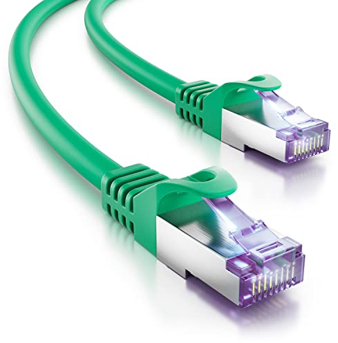 deleyCON 0,25m Cavo di Rete CAT7-10 Gigabit - RJ45 Cavo Patch & Ethernet (Rame, Schermatura SFTP PiMF) - per l'Alta Velocità LAN DSL Interruttore Modem Router Pannello Patch - Verde