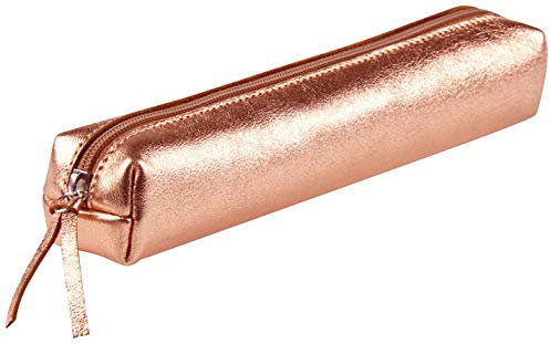 Clairefontaine 400002C - Petite Trousse Slim Cuirisé 4x2,5x19,5 cm en Véritable Cuir, Cuivre