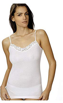 Vajolet Canotta filo di scozia donna spalla stretta art.SS 5154-3, Bianco