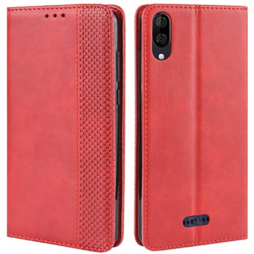HualuBro Cover per Wiko Y80, Flip Case in PU Pelle Premium Portafoglio Cover [Funzione Stand] [Slot Carte] Leather Wallet Phone Custodia per Wiko Y80 2019 (Rosso)