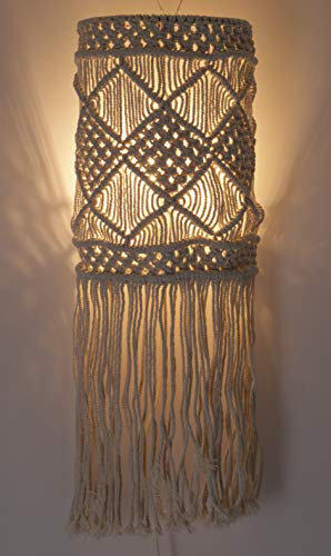 GURU SHOP Wandlampe/Wandleuchte, in Bali Handgefertigt aus Makramee - Modell Suleila, 60x20x12 cm