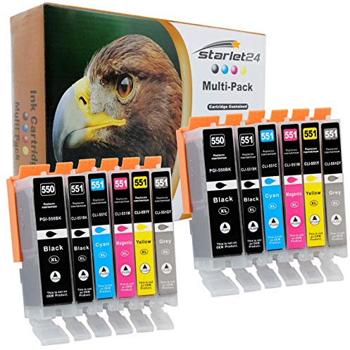 12er-Set Druckerpatronen kompatibel zu Canon PGI- 550 CLI-551 PIXMA iP-7200 iP-7250 iP-8750 iX-6850 MG-5450 MG-5550 MG-5650 MG-5655 MG-6350 MG-6450 MG-6650 MG-7100 MG-7150 MG-7550 MX-725 MX-925