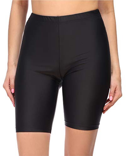 Merry Style Damen Badehose High Waist Schwimmhose für Wassersport SUP Schwimmradler MS10-333 (Schwarz,44)