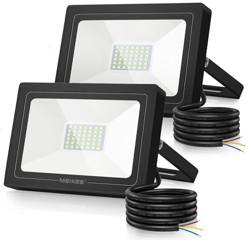 MEIKEE Led Floodlight Outdoor, 2 Pack 35W LED Security Light, IP66 Waterproof Super Bright 3000LM led Spot Lights 6500K Daylight White Light for Garden, Yard, Garages, Warehouse, Patio, Billboard