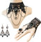 Daimay 4PCS Gotisch Choker Halskette Armbänder Schmuck Halsband Ketten Victorian Steampunk Retro Zahnräder Spitze Vampir Armband für Halloween Ostern Lolita Spitze Geschenk- GS180+ GY120+E001