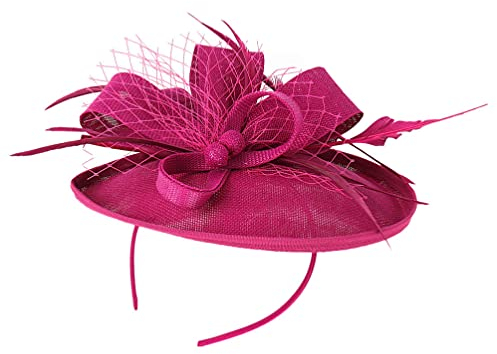 SOIMISS Fascinator Hut Stirnband Mesh Haarband Pillbox Hut Hairhoop Tee Party Headwear Kopfschmuck für Haar Zubehör Rosy