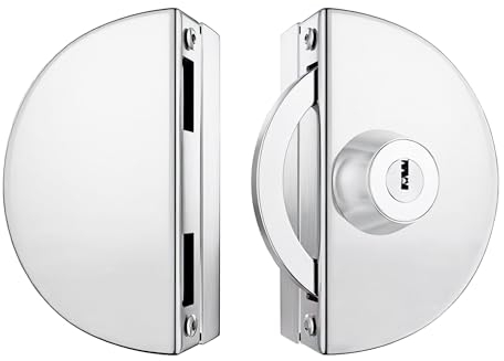 Qrity Serrure de Porte en Verre en Acier Inoxydable Sans Anti-blocage, avec 3 Clés en Cuivre pour Bureau, Maison, Salle de Bain D'épaisseur de Verre 10-12 mm