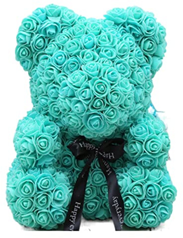QINQIN Neujahrsdekoration. Fit for Rose Teddybären Blume Rose Bär Geschenkbox Wohnkultur Hochzeit (Color : Mint, Size : 35 cm)