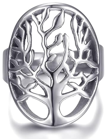 BOBIJOO JEWELRY - Bague Arbre de Vie Protection Amour Homme Femme Acier inoxydable Argent - 21 (11 US)