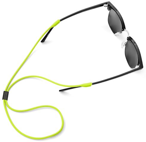 Pilotfish Glasses Strap, Silicone Sunglasses Strap for Eyewear, Adjustable Eyeglass Chain (Neon Green) Hi-vis Green