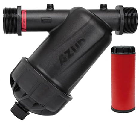 Filtro de Anillas 1¼ para Tuberia 40mm. Incluye Tapón de Vaciado. Riego por Goteo. Capacidad Filtrado 120 Mesh. Fabricado en Europa. Filtro Azud Modular 100, Sistema de Filtración para Agricultura
