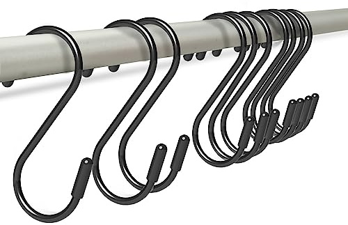 3 Heavy Duty Vinyl Coated S-Hooks for Hanging Plants, Closets, Gardens, Bird Feeders, Clothes, Hats, Bags, Pots (Pack 10)