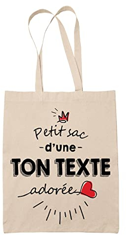 Tote Bag Personnalisable Petit Sac D’une Ton Texte Adorée | Sac De Plage Coton Cabas Réutilisable Prénom Nom Métier Personnalisé | Idée Cadeau Customisable Maitresse Femme