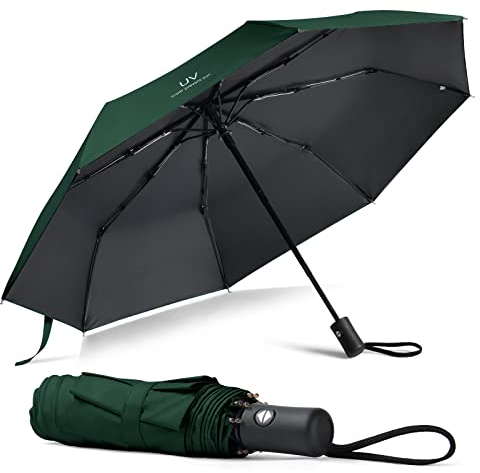 Vicloon Paraguas Plegable Antiviento, Sombrilla Lluvia Portátil, Paraguas invertido de Plegado Automático a Prueba de Viento, Paraguas Pequeño Grande con Apertura y Cierre Automáticos, 8 Varillas