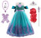 Kosplay Fille Robe de Princesse Ariel et Accessoires Déguisement de Princesse Sirène Costume Anniversaire Fête Halloween Noël Partie Carnaval Cosplay Enfant Robe de Soirée