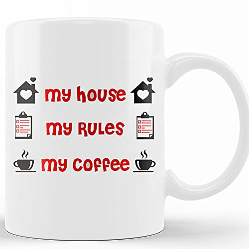 Kaffeebecher Mein Haus Meine Regeln Mein Keramik Tasse Einfache Geschenk Tasse Personalisierte Geburtstagstasse Für Kollegen Büro Arbeit 330Ml