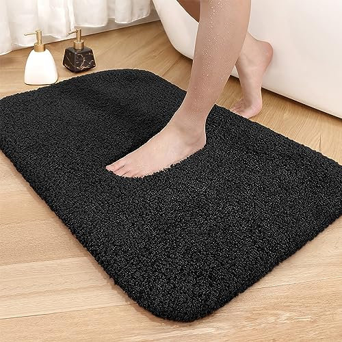 Color G Tapis de Bain 60 x 110 cm, Antidérapant Absorbant en Microfibre Doux, Lavable en Machine pour Salle de Bain et Toilette (Noir)