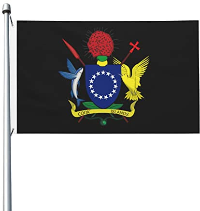 Wappen der Cookinseln, doppelseitige Flagge, 9,1 x 1,5 m, Rasen, Balkon, Veranda, Party, geeignet für jedes Wetter im Freien