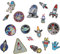 Raumfahrt Patch Set zum Aufbügeln | 17 Stk. Weltraum Aufnäher | gestickte Space Patches