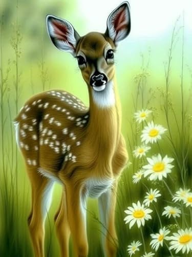 Hoobee 5D Diamond Painting DIY Set REH, Diamond Painting Bilder Tier, Vollbohrer Stickerei Kreuzstich Kunst Handwerk für Zuhause Wanddekoration (30×40 cm)