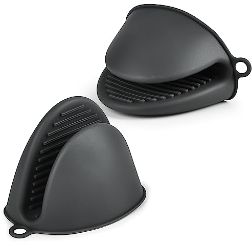 AUAUY Gant de Cuisine épais en Silicone, 1 Paire Gants de Four Résistant à la Chaleur, Gants de Cuisine Antidérapants, Gant Cuisine Anti Chaleur pour Cuisiner, Barbecue, Cuisson (Gris)