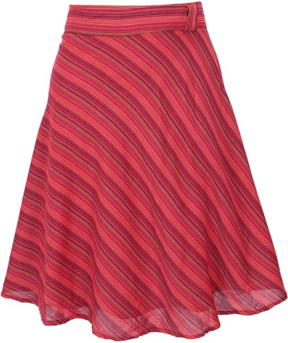 GURU SHOP Gestreifter Wickelrock, Baumwoll-Sommerrock, Midi | Damen, lockere Passform, 100 % Baumwolle, bequem und luftig, ideal für den Sommer.