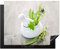 KitchenYeah© Protege Couvre Plaque De Cuisson Deco Cuisine Tapis Protection Protecteur Induction 65x52 cm herbes aromatiques - vert - blanc - récipient - 65x52 cm