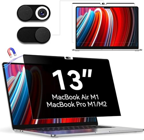 Filtre de Confidentialité pour MacBook Air 13 (2018-2021, M1)&MacBook Pro 13 Pouces (2016-2022, M1,M2), Magnétique Protecteur d'écran, Amovible Film Protection Ecran Anti Lumière Bleu Anti Reflet