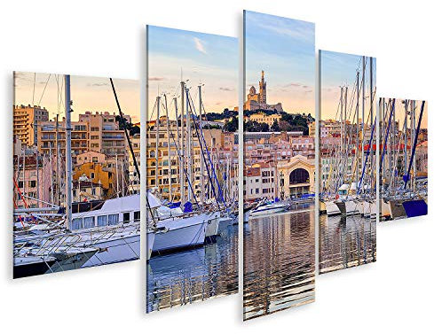 islandburner Prime Bild auf Leinwand Yachten Spiegeln Sich Im Stillen Wasser des Alten Vieux Port Marseille Bilder Wandbilder Poster