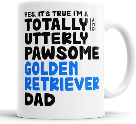 Faithful Prints Pawsome Dog Mug | Dog Cups | Dog Mum Mugs | Dog Dad Cup | Pawsome Mum | Pawsome Dad (Dad, Golden Retriever)