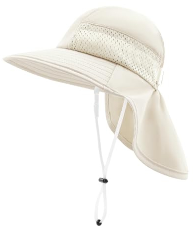 SEYUFN Baby Sonnenhut Mädchen Jungen Halskappe Kinderschutz Eimer Hüte Atmungsaktiver Baby Mädchen Strandhut Kleinkind Sommerhut (M(2-6 Jahre), C-Beige)