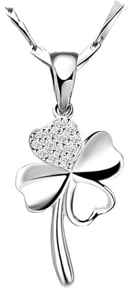 1 Pcs kettenanhänger silber mit Kleeblatt-Anhänger, Schmuck Silber Damen Kette