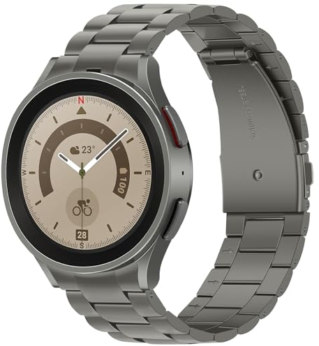 Anlinser Compatible avec Bracelet Samsung Galaxy Watch 7/FE/6/5/4/6 Classic 40mm 44mm 43mm 47mm, Bracelet de Remplacement Métal D'espace pour Galaxy Watch 5 Pro/4 Classic, 20MM, Titane